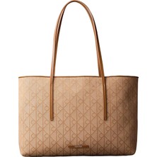 Calvin Klein Bej Kadın Tote Çanta Emblem Aop Jacquard Tote W/pouch