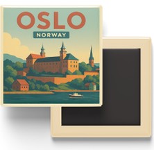 İberk Buzdolap Magneti - Oslo Norveç - Akershus Kalesi - 9x9 cm