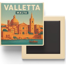 İberk Buzdolap Magneti - Valletta Malta - Aziz Yuhanna Eş Katedrali - 9x9 cm