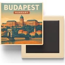 İberk Buzdolap Magneti - Budapeşte Macaristan - Buda Kalesi - 9x9 cm