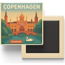 İberk Buzdolap Magneti - Kopenhag Danimarka - Tivoli Bahçeleri - 9x9 cm