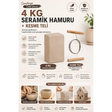 O&S Seramik Hamuru Başlangıç Seti, 4000 gr Beyaz Seramik Hamuru, Seramik Çamur Kesme Teli