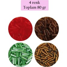 Neonova Uzun Boru Kesme Boncuk Çap 2mm Uzunluk 10 mm - 4 Renk - Toplam 80 Gram - BNC431