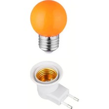 CATEKSSS Anahtarlı Duy Fişli + 1W Tasarruflu E27 LED Gece Lambası Turuncu