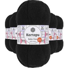 5 Adet Baby One Tüylenmeyen El Örgü Ipi Yünü Siyah K940 - Kartopu Mudanis