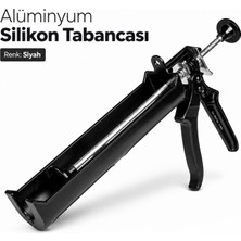 Badem10 Alüminyum Silikon Tabancası Siyah Profesyonel Metal Gövdeli Mastik Silikon Uygulama Tabancası