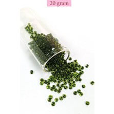 Neonova Dökme Cam Kum Boncuk (8/0) 3 mm - 20 Gram - Şeffaf Yeşil Siyah - BNC179