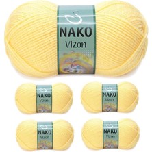 Neonova 5 Adet Vizon Premium Akrilik El Örgü Ipi Yünü Renk NO:215 Saman Sarı