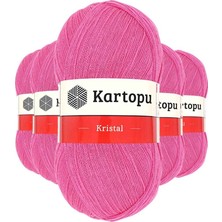 Neonova 5 Adet Kristal Çift Katlı El Örgü Lif Ipi Şeker Pembe K772