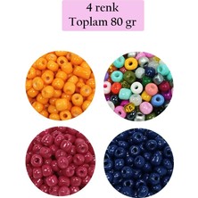 Neonova Dökme Cam Kum Boncuk Büyük Boy (6/0) 4 mm - 4 Renk - Toplam 80 Gram - BNC413