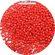 Neonova Koyu Turuncu Renk 4 mm Yaklaşık 220 Adet/20 Gram Cam Boncuk Oya Yazma Bileklik ve Kolye