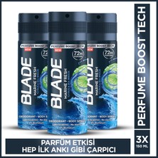 Blade Marine Fresh Erkek Alüminyumsuz Deodorant 3x150 Ml Hızlı Kurur, Leke Bırakmaz
