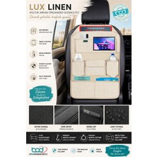 Bod Lux Linen Serisi Keten Koltuk Arkası Düzenleyici Araç Içi Organizer