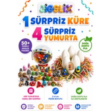 Jigglix 1 Sürpriz Küre ve 4 Sürpriz Yumurta Seti - Doğa Dostu Pla Figür Oyuncak Hediyelik Set