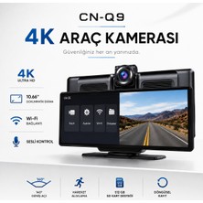 Cenova Cn-Q9 4K Araç Kamerası 10.66" Dokunmatik Ekran Wifi Dashcam – Sesli Kontrol, Hareket Algılama, 140° Geniş Açı