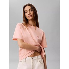 Calvin Klein Jeans Turuncu Kadın Bisiklet Yaka Logo Baskılı T-Shirt LV047G826G4TJ