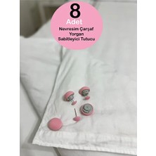 CATEKSSS 8 Adet Pembe Yorgan Kılıfı ve Çarşaf Tutucu Sabitleyici Yastık Nevresim Sabitleyici Düzenleyici Pemb