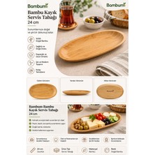 Bambum Bambu Kayık Servis Tabağı 24 cm Sunum Tepsisi Kahvaltı