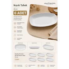 Kütahya Porselen Hk Otel 24 cm 6 Adet Kayık Tabak Dekorsuz