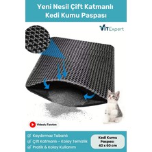 Vitexpert Yeni Nesil Çift Katmanlı 40X60 cm Elekli Tuvalet Önü Delikli Konforlu Kullanım Kedi Kumu Paspası