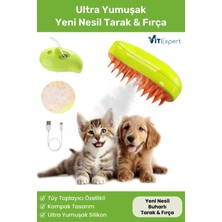 Vitexpert Yeni Nesil Şarjlı Buharlı Kedi & Köpek Tarağı Ultra Yumuşak Silikon Tüy Toplayıcı Yıkama Fırçası