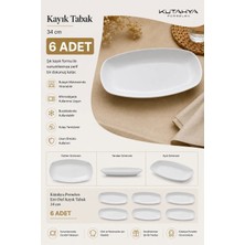 Kütahya Porselen Ent Otel 34 cm Kayık Tabak 6 Adet Dekorsuz