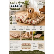 Kedi Köpek Yatağı Süngerli Fermuarlı Yıkanabilir Kılıflı Köpek Minderi 60X80X8 Cm-Ingiliz Gülü