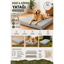 Büyük Irk Köpek Yatağı Süngerli Fermuarlı Yıkanabilir Kılıflı Köpek Minderi 64X90X10 Cm-Gri Yıldız
