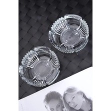 CATEKSSS 2 Adet Kristal Cam Yuvarlak Ipek Küllük - Kül Tabağı - Kül Tablası 10 cm Cam Turuncu Yuvarlak