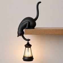 Piyatech Modern & Şık: Minimalist Kedi Tasarımlı Dekoratif Raf Lambası – Gece Lambası -Beyaz