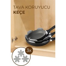 CATEKSSS Tava Çizdirmez, Borcam Koruyucu, Keçeden Tencere Koruyucu, Keçeden Tencere Altlığı 3 Adet Gri Gri Po