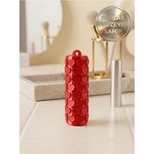 Filkorium3D Parlak Kırmızı Kalp Desenli Boş Lip Balm Kutusu 10 cm - Plastik Dudak Nemlendirici Haznesi - Hediyelik Lip Balm Kutusu
