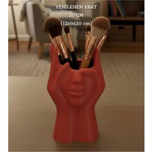 Filkorium3D Yüz Formlu Makyaj Fırçalık 3D Dekoratif Masa Organizer - Dekoratif Hediyelik - Plastik
