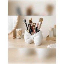 Filkorium3D 15 cm Plastik Fiyonk/kurdele Tasarımlı Çok Amaçlı Düzenleyici | Makyaj Fırçalık & Kalemlik