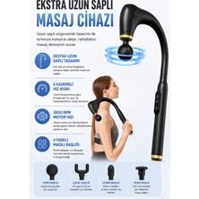 CoverZone Uzun Saplı Şarjlı Masaj Tabancası, 6 Kademeli 3800 Rpm, 4 Başlıklı, 25W, 1500 Mah Bataryalı, Type-C Şarjlı Boyun Sırt Bel Kol Bacak Masaj Cihazı | XK-MG01