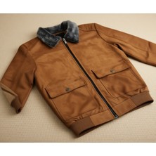 Blues Moda Kürklü Yaka Trend Dışı Süet Içi Peluş Mont Ceket