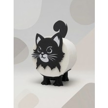 Filkorium3D Kedi Model Tuvalet Kağıtlığı Demonte Plastik Tuvalet Kağıdı Standı 1 Adet Dekoratif Wc Banyo Aksesuarı