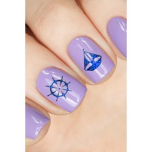 Artikel Mavi Deniz Temalı Metalik Tırnak Sticker, Nail Sticker, Nail Art