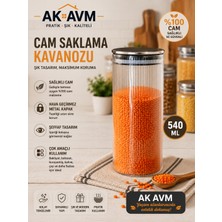 Ak Avm Metal Kapaklı Cam Saklama Kavanozu Vakumlu Erzak Bakliyat Kahve Makarna Kavanozu 540 ml