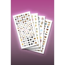 Artikel 4'lü Tırnak Dövmesi Seti, Tırnak Sticker Seti, Nail Art, Tattoo