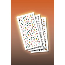 Artikel ARTİKEL 3'lü Tırnak Dövmesi Seti, Tırnak Sticker Seti, Nail Art, Tattoo
