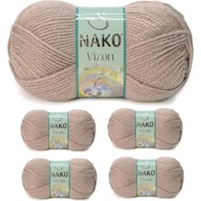 Teda 5 Adet Vizon Premium Akrilik El Örgü Ipi Yünü Renk NO:257 Sütlü Kahve Teda Najmaddin