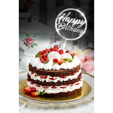 Artikel Gümüş Yuvarlak Çerçeveli Happy Birthday Yazılı Ayna Pleksi Pasta Üstü & Doğum Günü Partisi & Pleksi Pasta Süsü
