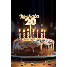 Artikel Gold Merhaba 20 Yaş Yazılı Ayna Pleksi Pasta Üstü & Doğum Günü Partisi & Pleksi Pasta Süsü