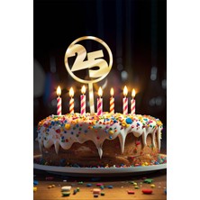 Artikel Gold 25 Yaş Yazılı Ayna Pleksi Pasta Üstü & Doğum Günü Partisi & Pleksi Pasta Süsü