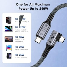 Duca Store Usb4 Kablo 90 Derece Usb-C To Usb-C 40GBPS Veri Aktarım, 240W Pd Hızlı Şarj, 8K@60Hz Görüntü Desteği, Thunderbolt 3/4 ile Uyumlu, Örgülü Dayanıklı Şarj ve Data Kablosu Klv-Y