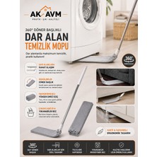 Ak Avm Dar Alan Temizlik Mopu 360° Döner Başlıklı Mikrofiber Toz Alma ve Koltuk Altı Temizleme Aparatı