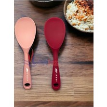 Duca Store Sert Uçlu Isıya Dayanıklı Yanmaz Yapışmaz Silikon Kaşık 2'li Set, 22 Cm, Somon-Fuşya