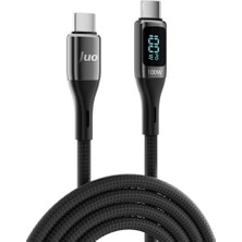 Duca Store 100W 5A Qc4.0 Dijital LED Ekranlı E-Mark Çipli USB Pd Type-C Hızlı Şarj ve Data Kablosu 1 Metre