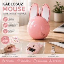 BGG Tech Sevimli Tavşan Kulaklı Kablosuz Fare Ergonomik Mouse 1200 Dpı Sessiz Tıklama